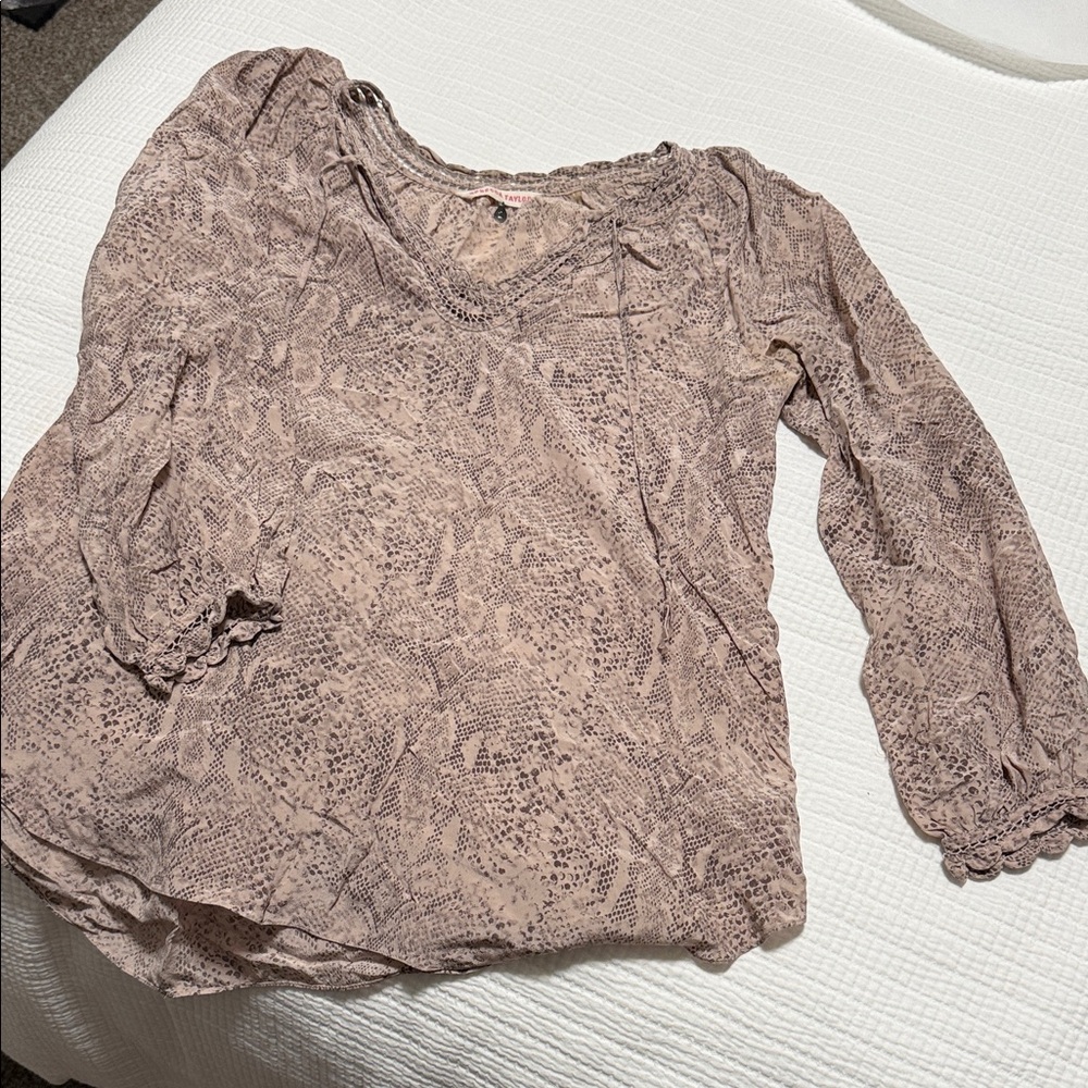 Rebecca Taylor Snake Print Blouse - Pink and Brown